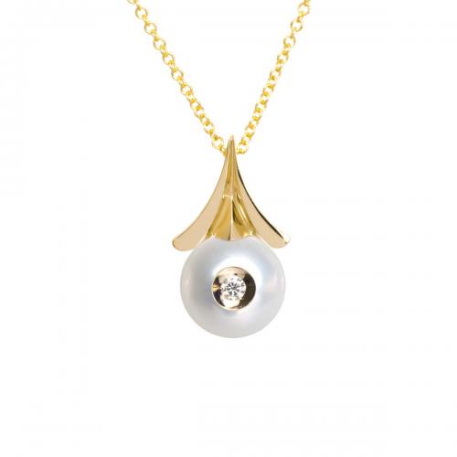 Diamond in a Pearl Pendant